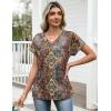 Zeagoo Womens Summer Tops Rolled Short Sleeve V Neck Shirts Casual Dressy Business Work Blouses Outfits(Boho-mz721)