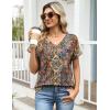 Zeagoo Womens Summer Tops Rolled Short Sleeve V Neck Shirts Casual Dressy Business Work Blouses Outfits(Boho-mz721)