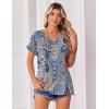 Zeagoo Womens Summer Tops Rolled Short Sleeve V Neck Shirts Casual Dressy Business Work Blouses Outfits(Boho-mz919)