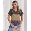 Zeagoo Womens Summer Tops Rolled Short Sleeve V Neck Shirts Casual Dressy Business Work Blouses Outfits(Flower-xh553)