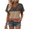 Zeagoo Womens Summer Tops Rolled Short Sleeve V Neck Shirts Casual Dressy Business Work Blouses Outfits(Flower-xh553)