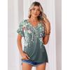 Zeagoo Womens Summer Tops Rolled Short Sleeve V Neck Shirts Casual Dressy Business Work Blouses Outfits(Grey Flower-wf71)