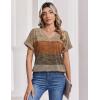 Zeagoo Womens Summer Tops Rolled Short Sleeve V Neck Shirts Casual Dressy Business Work Blouses Outfits(Khaki-jh398)