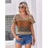 Zeagoo Womens Summer Tops Rolled Short Sleeve V Neck Shirts Casual Dressy Business Work Blouses Outfits(Khaki-jh398)