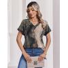 Zeagoo Womens Summer Tops Rolled Short Sleeve V Neck Shirts Casual Dressy Business Work Blouses Outfits(Multicolor-cx278)