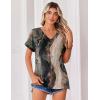 Zeagoo Womens Summer Tops Rolled Short Sleeve V Neck Shirts Casual Dressy Business Work Blouses Outfits(Multicolor-cx278)