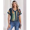 Zeagoo Womens Summer Tops Rolled Short Sleeve V Neck Shirts Casual Dressy Business Work Blouses Outfits(Multicolor-cx289)