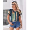Zeagoo Womens Summer Tops Rolled Short Sleeve V Neck Shirts Casual Dressy Business Work Blouses Outfits(Multicolor-cx289)
