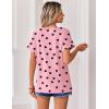 Zeagoo Womens Summer Tops Rolled Short Sleeve V Neck Shirts Casual Dressy Business Work Blouses Outfits(Pink Heart-kt100)