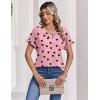 Zeagoo Womens Summer Tops Rolled Short Sleeve V Neck Shirts Casual Dressy Business Work Blouses Outfits(Pink Heart-kt100)