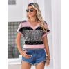 Zeagoo Womens Summer Tops Rolled Short Sleeve V Neck Shirts Casual Dressy Business Work Blouses Outfits(Pink Stripe-tz245)