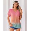 Zeagoo Womens Summer Tops Rolled Short Sleeve V Neck Shirts Casual Dressy Business Work Blouses Outfits(Rainbow-jb218)