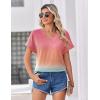 Zeagoo Womens Summer Tops Rolled Short Sleeve V Neck Shirts Casual Dressy Business Work Blouses Outfits(Rainbow-jb218)