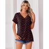 Zeagoo Womens Summer Tops Rolled Short Sleeve V Neck Shirts Casual Dressy Business Work Blouses Outfits(Red Heart-kt6)
