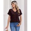 Zeagoo Womens Summer Tops Rolled Short Sleeve V Neck Shirts Casual Dressy Business Work Blouses Outfits(Red Heart-kt6)