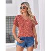 Zeagoo Womens Summer Tops Rolled Short Sleeve V Neck Shirts Casual Dressy Business Work Blouses Outfits(Red-jh590)