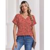 Zeagoo Womens Summer Tops Rolled Short Sleeve V Neck Shirts Casual Dressy Business Work Blouses Outfits(Red-jh590)