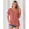 Zeagoo Womens Summer Tops Rolled Short Sleeve V Neck Shirts Casual Dressy Business Work Blouses Outfits(Red-jh590)