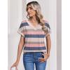 Zeagoo Womens Summer Tops Rolled Short Sleeve V Neck Shirts Casual Dressy Business Work Blouses Outfits(Striped-tw669)