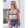 Zeagoo Womens Summer Tops Rolled Short Sleeve V Neck Shirts Casual Dressy Business Work Blouses Outfits(Striped-tw669)