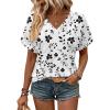 Zeagoo Womens Summer Tops Rolled Short Sleeve V Neck Shirts Casual Dressy Business Work Blouses Outfits(White Flower-sf291)