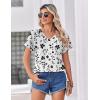 Zeagoo Womens Summer Tops Rolled Short Sleeve V Neck Shirts Casual Dressy Business Work Blouses Outfits(White Flower-sf291)