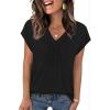 Zeagoo Womens Tops Short Sleeve V Neck Shirts Summer Dressy Casual Business Clothes Work Blouses Fashion Clothing Outfits(A01 Black)