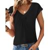 Zeagoo Womens Tops Short Sleeve V Neck Shirts Summer Dressy Casual Business Clothes Work Blouses Fashion Clothing Outfits(A01 Black)