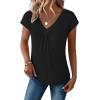 Zeagoo Womens Tops Short Sleeve V Neck Shirts Summer Dressy Casual Business Clothes Work Blouses Fashion Clothing Outfits(A01 Black)
