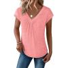 Zeagoo Womens Tops Short Sleeve V Neck Shirts Summer Dressy Casual Business Clothes Work Blouses Fashion Clothing Outfits(A01 Coral)