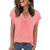 Zeagoo Womens Tops Short Sleeve V Neck Shirts Summer Dressy Casual Business Clothes Work Blouses Fashion Clothing Outfits(A01 Coral)