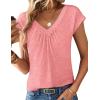 Zeagoo Womens Tops Short Sleeve V Neck Shirts Summer Dressy Casual Business Clothes Work Blouses Fashion Clothing Outfits(A01 Coral)