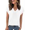 Zeagoo Womens Tops Short Sleeve V Neck Shirts Summer Dressy Casual Business Clothes Work Blouses Fashion Clothing Outfits(A01 White)