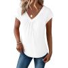 Zeagoo Womens Tops Short Sleeve V Neck Shirts Summer Dressy Casual Business Clothes Work Blouses Fashion Clothing Outfits(A01 White)