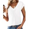 Zeagoo Womens Tops Short Sleeve V Neck Shirts Summer Dressy Casual Business Clothes Work Blouses Fashion Clothing Outfits(A01 White)