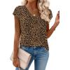 Zeagoo Womens Tops Short Sleeve V Neck Shirts Summer Dressy Casual Business Clothes Work Blouses Fashion Clothing Outfits(An136 Cheetah Print)