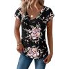 Zeagoo Womens Tops Short Sleeve V Neck Shirts Summer Dressy Casual Business Clothes Work Blouses Fashion Clothing Outfits(Bf332)