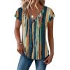 Zeagoo Womens Tops Short Sleeve V Neck Shirts Summer Dressy Casual Business Clothes Work Blouses Fashion Clothing Outfits(Cx289 Striped)