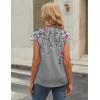 Zeagoo Womens Tops Short Sleeve V Neck Shirts Summer Dressy Casual Business Clothes Work Blouses Fashion Clothing Outfits(Hf36 Grey Floral)