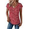 Zeagoo Womens Tops Short Sleeve V Neck Shirts Summer Dressy Casual Business Clothes Work Blouses Fashion Clothing Outfits(Jh590 Red Polka Dot)