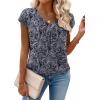 Zeagoo Womens Tops Short Sleeve V Neck Shirts Summer Dressy Casual Business Clothes Work Blouses Fashion Clothing Outfits(Mz473 Vintage Printed)