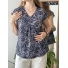 Zeagoo Womens Tops Short Sleeve V Neck Shirts Summer Dressy Casual Business Clothes Work Blouses Fashion Clothing Outfits(Mz473 Vintage Printed)