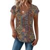 Zeagoo Womens Tops Short Sleeve V Neck Shirts Summer Dressy Casual Business Clothes Work Blouses Fashion Clothing Outfits(Mz721 Boho)