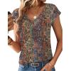 Zeagoo Womens Tops Short Sleeve V Neck Shirts Summer Dressy Casual Business Clothes Work Blouses Fashion Clothing Outfits(Mz721 Boho)
