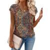 Zeagoo Womens Tops Short Sleeve V Neck Shirts Summer Dressy Casual Business Clothes Work Blouses Fashion Clothing Outfits(Mz721 Boho)