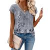Zeagoo Womens Tops Short Sleeve V Neck Shirts Summer Dressy Casual Business Clothes Work Blouses Fashion Clothing Outfits(Mz913 Grey Boho)
