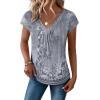 Zeagoo Womens Tops Short Sleeve V Neck Shirts Summer Dressy Casual Business Clothes Work Blouses Fashion Clothing Outfits(Mz913 Grey Boho)