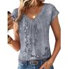 Zeagoo Womens Tops Short Sleeve V Neck Shirts Summer Dressy Casual Business Clothes Work Blouses Fashion Clothing Outfits(Mz913 Grey Boho)