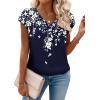 Zeagoo Womens Tops Short Sleeve V Neck Shirts Summer Dressy Casual Business Clothes Work Blouses Fashion Clothing Outfits(Sf103 Boho)