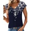 Zeagoo Womens Tops Short Sleeve V Neck Shirts Summer Dressy Casual Business Clothes Work Blouses Fashion Clothing Outfits(Sf103 Boho)
